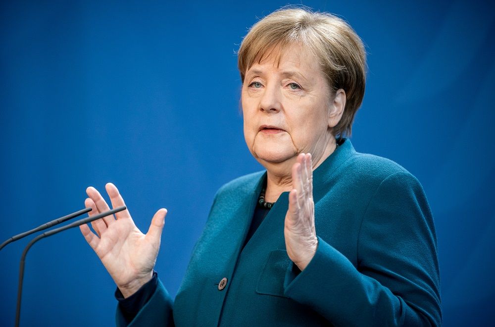 German Chancellor Angela Merkel yesterday emerged from 14-days quarantine in her Berlin home and returned to her offices where she will continue to run the country via video and audio conference.— Reuters pic