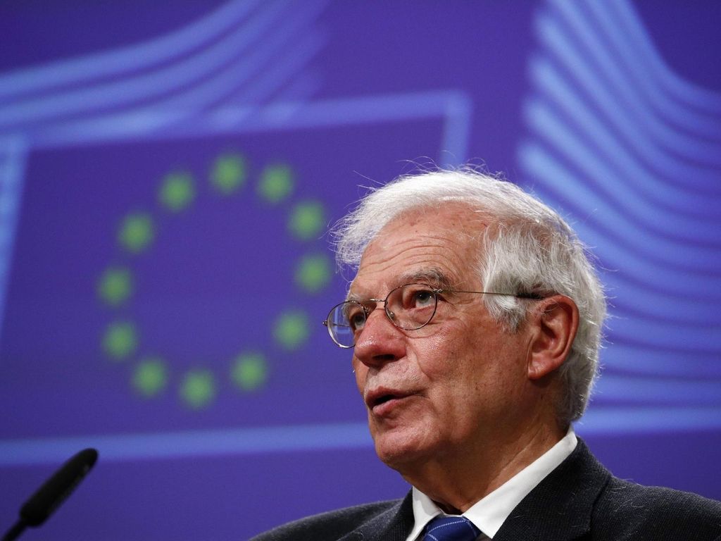European High Representative for Foreign Affairs and Security Policy and Vice-President of the European Commission Josep Borrell, holds a virtual news conference on the approval of Operation Irini, at the European Commission in Brussels AFP