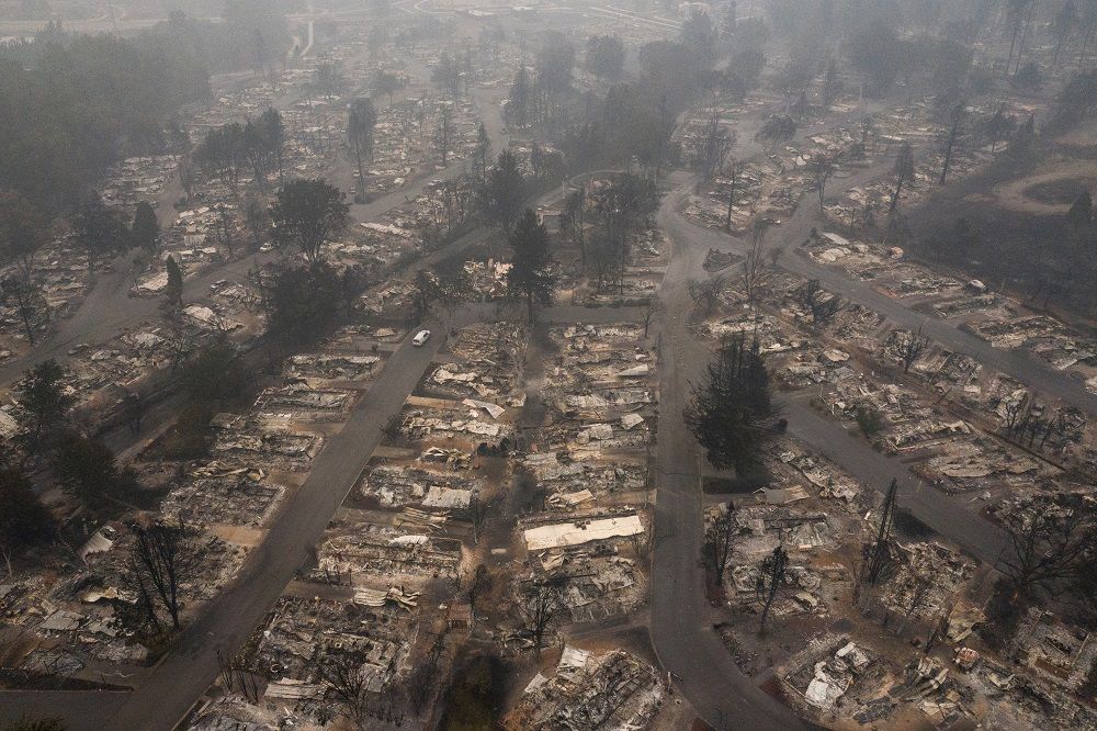 The gutted Medford Estates neighbourhood is seen in the aftermath of the Almeda fire in Medford, Oregon September 11, 2020. — Reuters pic