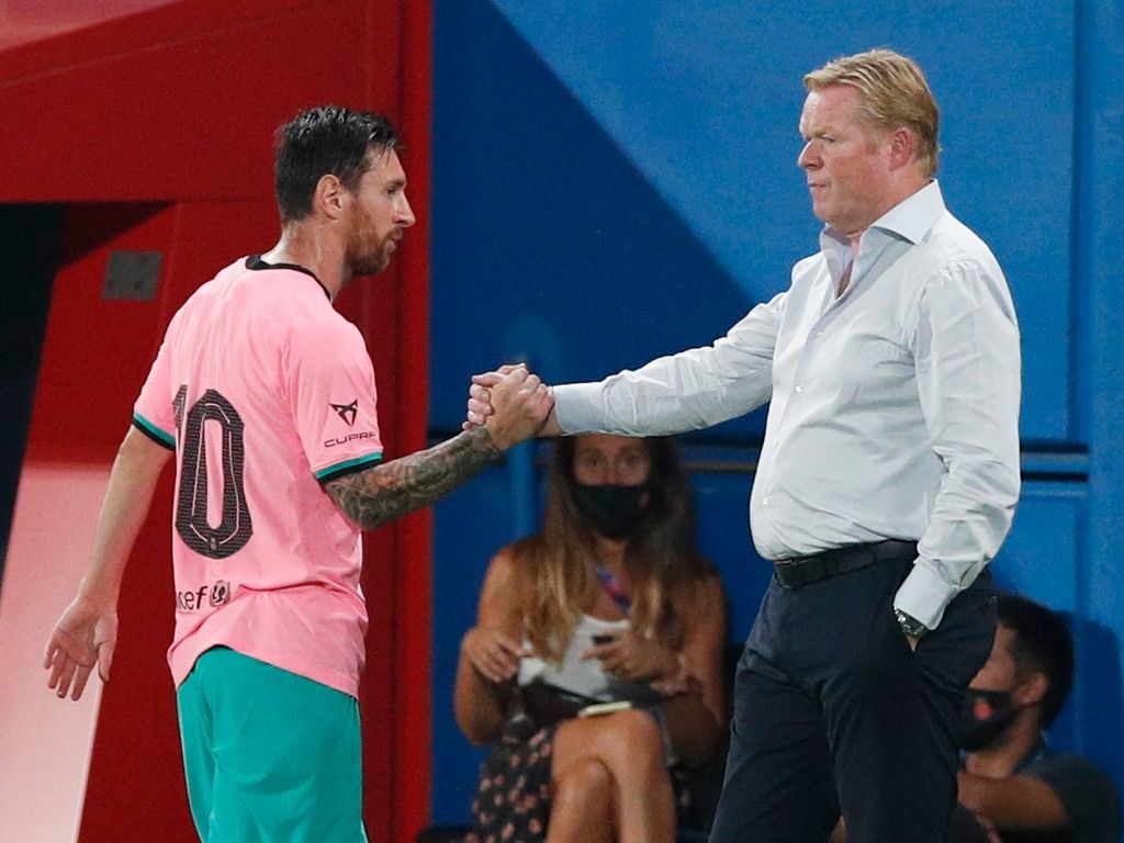 Ronald Koeman has had to contend with Lionel Messi's desire to leave Barcelona but the captain stayed and scored in their first La Liga game of the season. Reuters