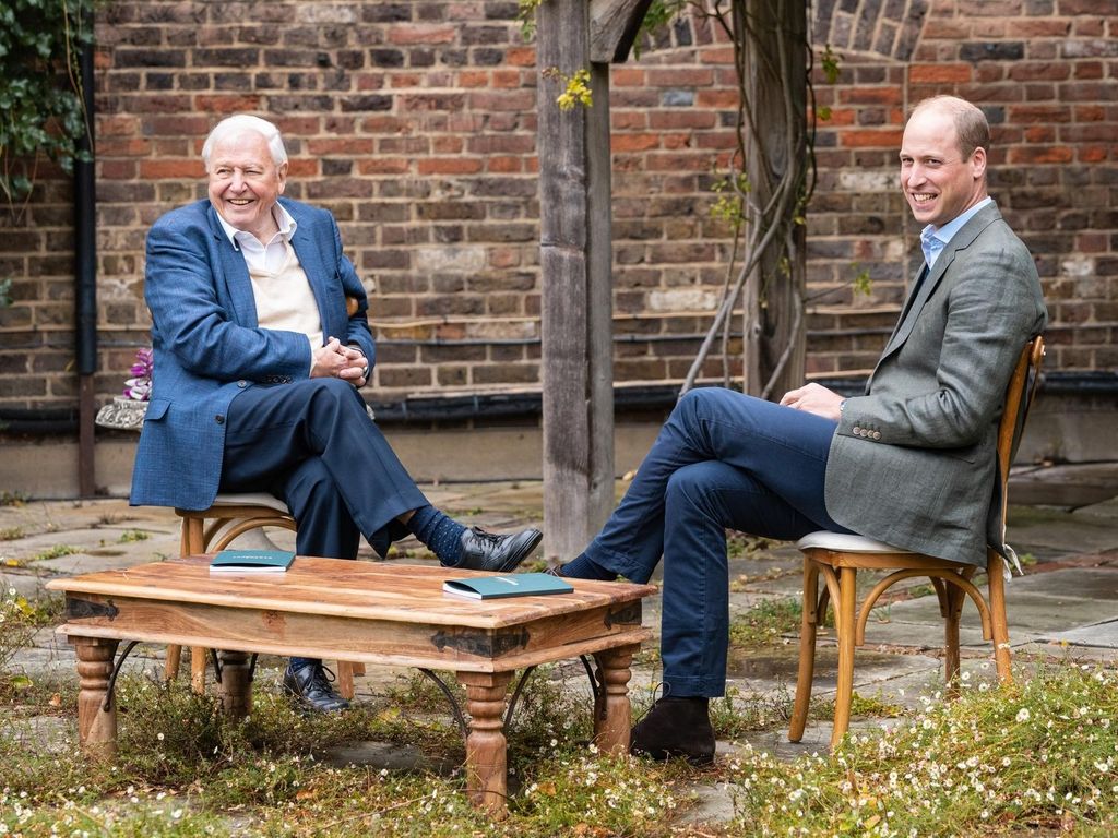 Prince William and Sir David Attenborough discuss the Earthshot Prize at Kensington Palace. Getty Images
