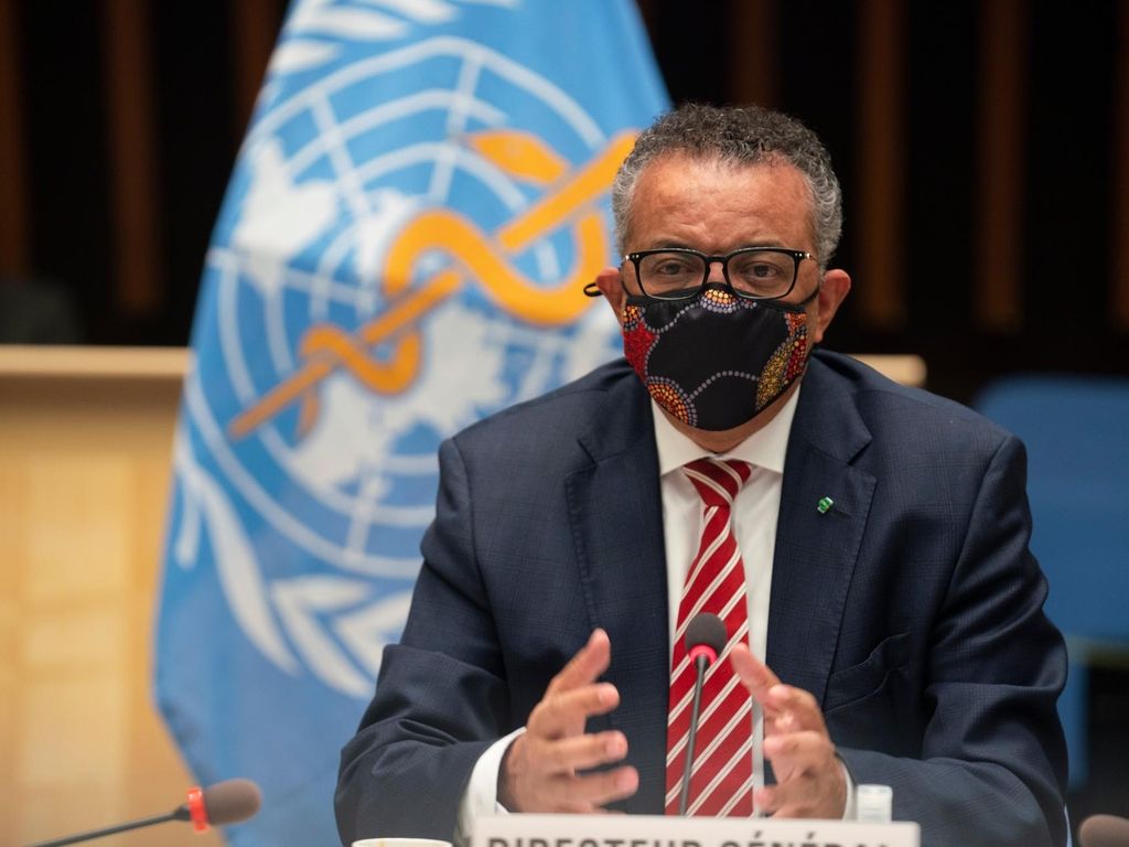Dr Tedros Adhanom Ghebreyesus, director general of the World Health Organisation, during a special session on the Covid-19 response. AP Photo