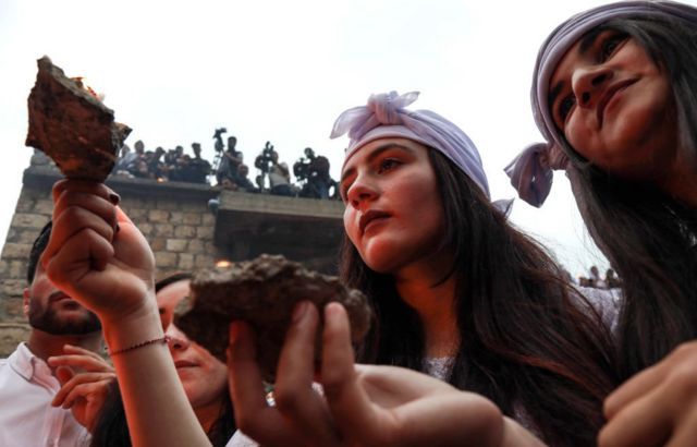 During the celebration of the Yezidi New Year in Lalish in April 2019