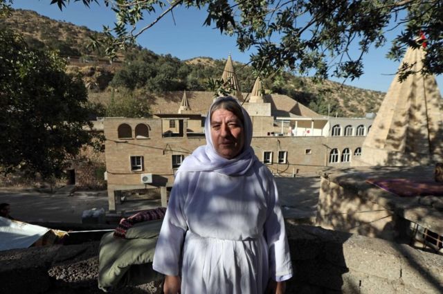 A Yazidi woman during the pilgrimage to Lalish last year
