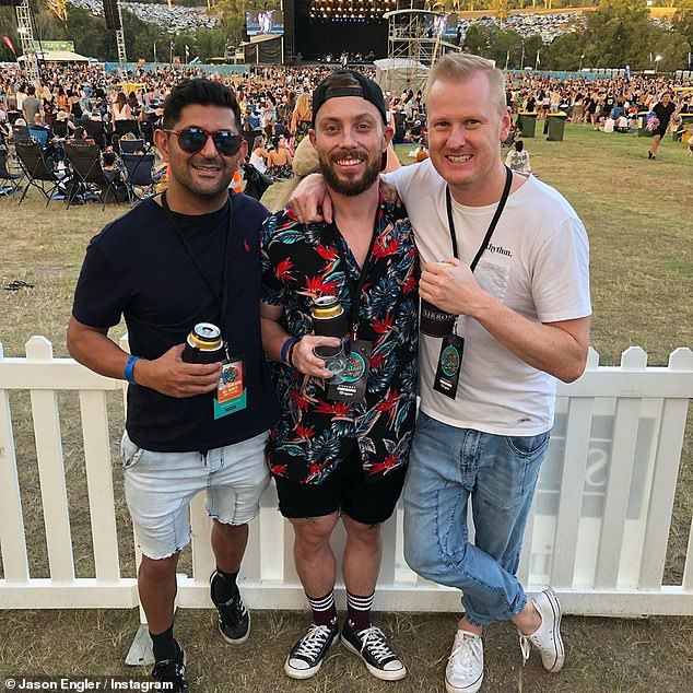 Fun: If Jason's social media accounts have anything going on, he's a fan of sports, music festivals, and workouts at the gym. Pictured center with two unidentified friends