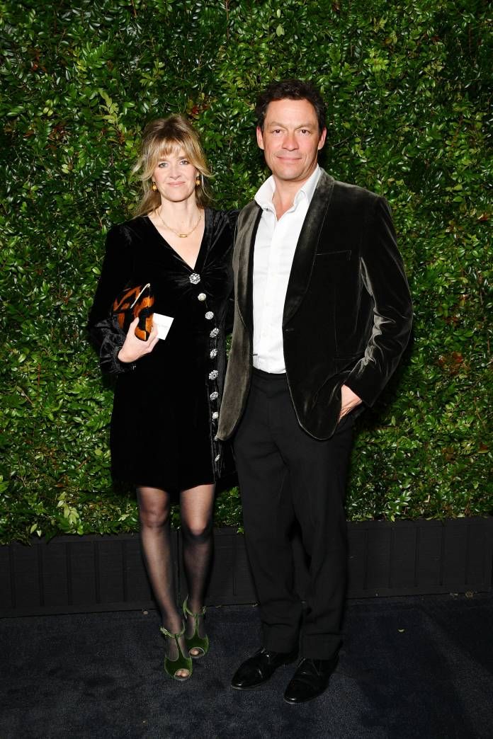 Dominic West (R) and Catherine Fitzgerald at the Polo Lounge in Beverly Hills on February 23, 2019.