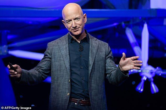 Jeff Bezos (pictured) founded Blue Origin in 2000 with the hope of starting a space tourism business that would take up to six passengers to the edge of space and hover in orbit for 10 minutes.