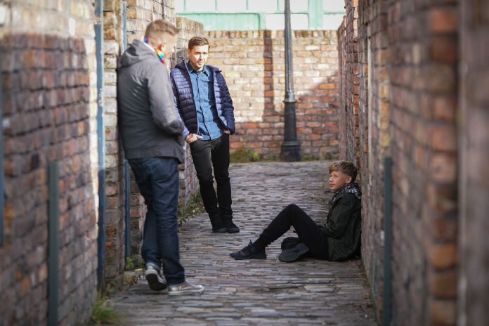 Sean Tully, Todd Grimshaw and Dylan on Coronation Street