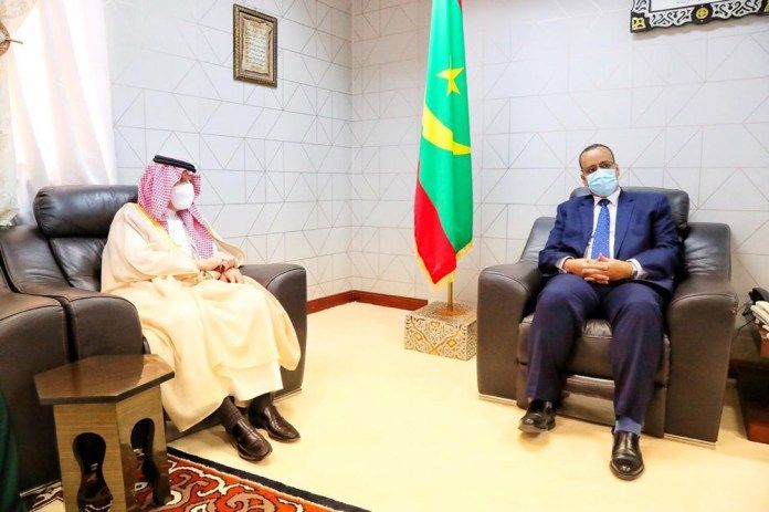Saudi Minister of State for African Countries Affairs Ahmed bin Abdulaziz Qattan, during his meeting with the Minister of Foreign Affairs of Mauritania, Ismail Ould Sheikh Ahmed