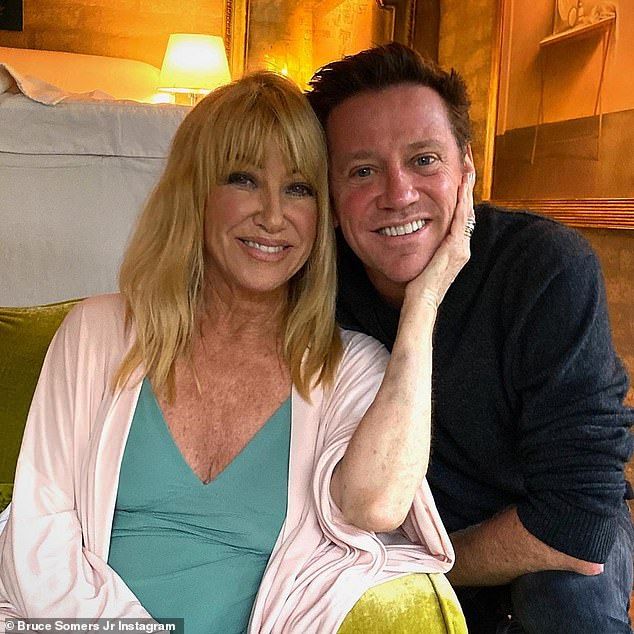 Mother and Son: Suzanne's son Bruce posted this lovely photo of the couple for their birthday on Friday and added an emotional tribute to them in the caption