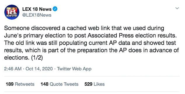 Just one test: Lex 18 news said a cached link on their website showed the results of the test polls, which Kanye eventually saw and then shared