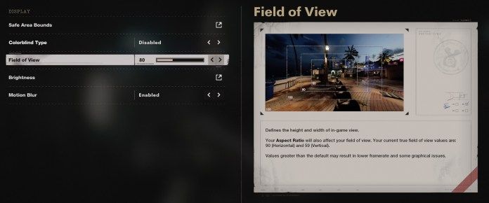 Settings for the field of view