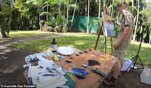 Inspired: In the video posted on Australia Zoo's YouTube account, Robert stated that he wanted to try his hand at oil painting after feeling inspired by American artist Bob Ross