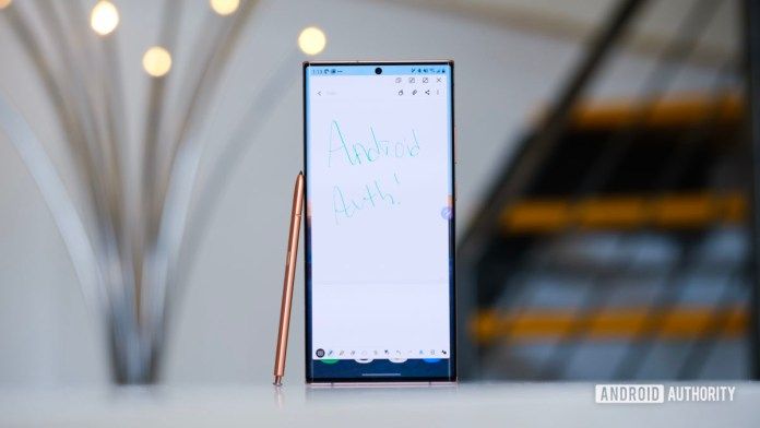 Samsung Galaxy Note 20 Ultra Notes app opened with stylus