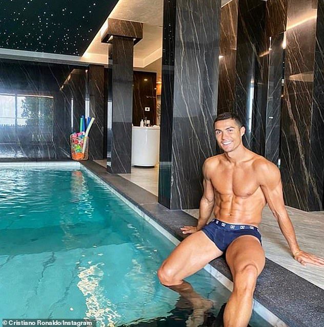 Ronaldo has shown hanging around his swimming pool in his quarantine