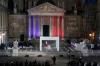 Macron during the memorial service for the slain teacher - AFP