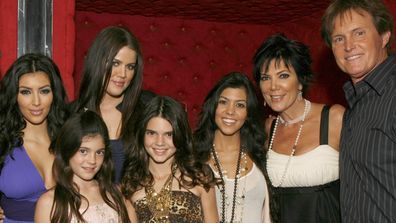 Ryan Seacrest, Kim Kardashian, Kylie Jenner, Khloe Kardashian, Kendall Jenner, Kourtney Kardashian, Kris Jenner and Bruce Jenner pose for a picture at