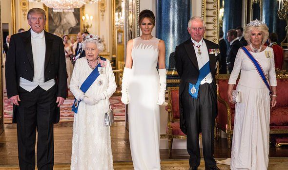 Melania and Donald Trump with the Queen, Prince Charles and Camilla