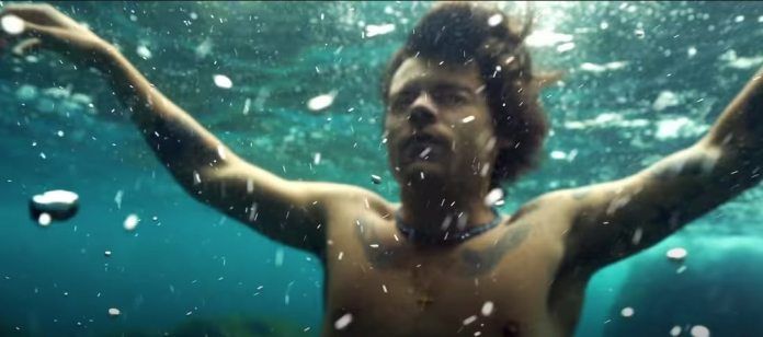 Harry underwater in the video