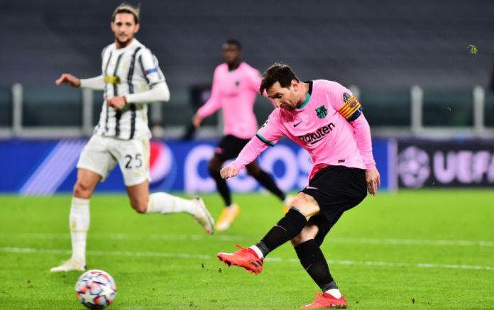 Messi misses a goal in the Barcelona-Juventus match at the Allianz Stadium in Turin in the 2020 Champions League