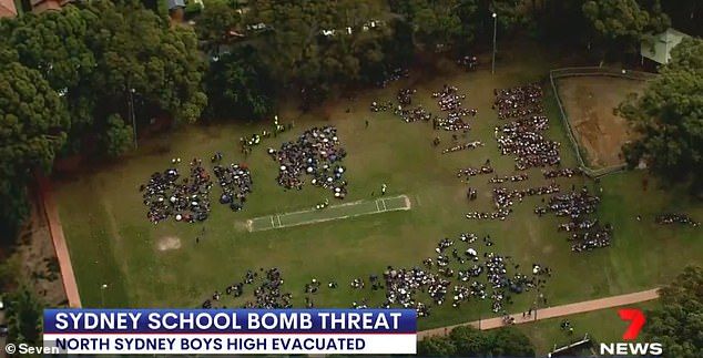 North Sydney Boys High School is the last school to be evacuated after being threatened by an anonymous source just after 9 a.m. on Thursday
