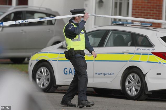 Gardai at a house in Llewellyn, Ballinteer, south Dublin, after the bodies of a woman and two young children were discovered