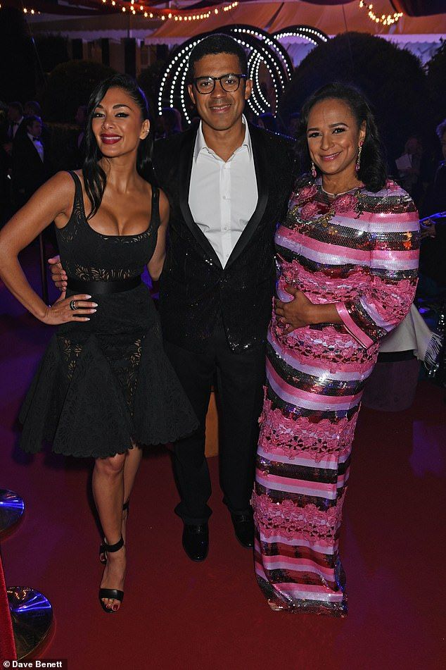 Nicole Scherzinger, Mr Dokolo and Mrs dos Santos attend the Party de Grisogono during the 71st annual Cannes Film Festival on May 15, 2018 at the Villa des Oliviers