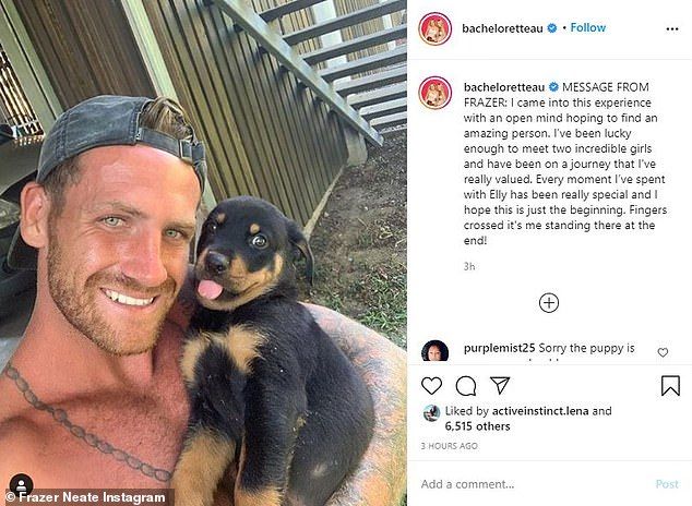 Telling: In a post uploaded to Bachelorette's official Instagram page, the 28-year-old concrete worker praised Bachelorette Elly Miles in a sort of farewell message