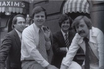 Gerald Stone in 1979 with his original 60 minute reporting team: Ray Martin, Ian Leslie, and George Negus.