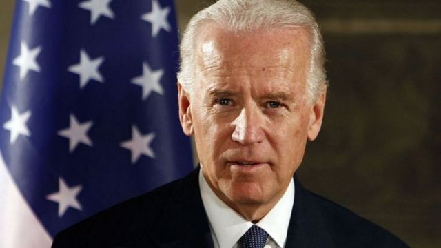 American Joe Biden, a 77-year-old white man with white hair
