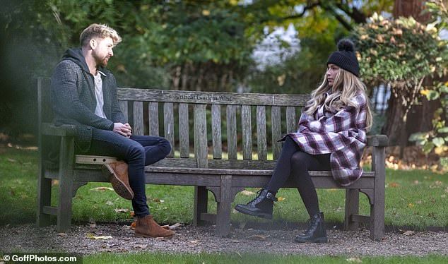 Friendly? Despite rumors of a romance being rekindled, the atmosphere was tense when the two met for a chat in a park in west London after Zara's attempts to win back their ex