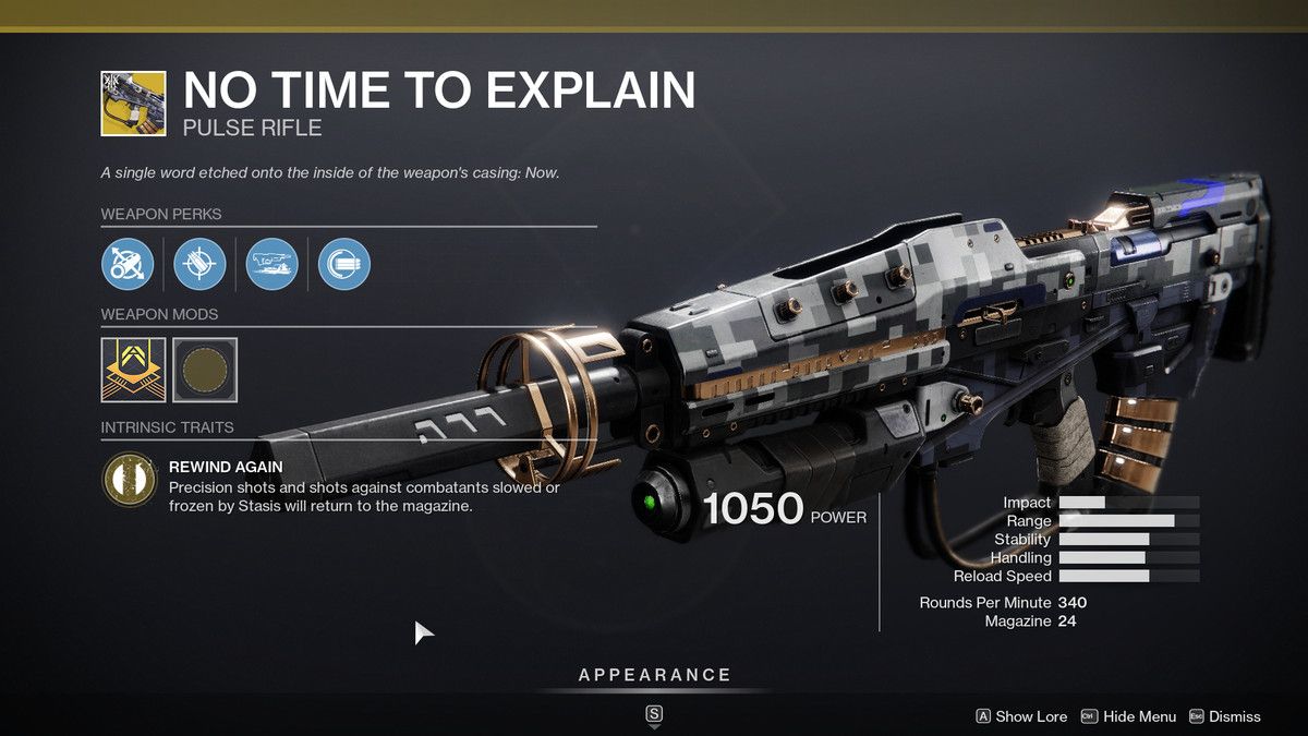 No time to explain exotic weapons from Destiny 2