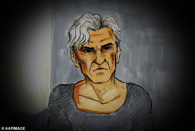 A court sketch of former AFL player and coach Dean Laidley during a trial in Melbourne Magistrates Court earlier this year