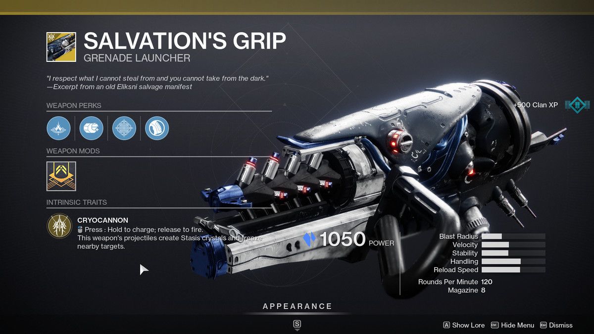 The exotic weapon of salvation from destiny 2