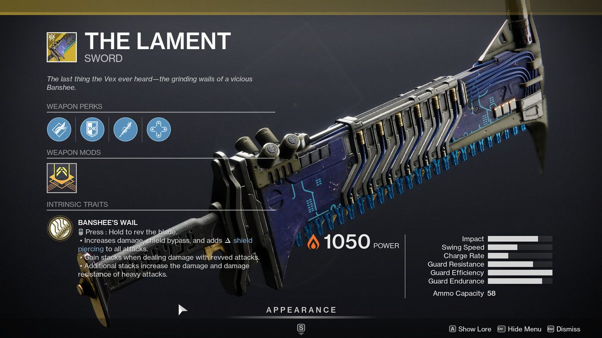 The Lament Exotic Weapon From Destiny 2