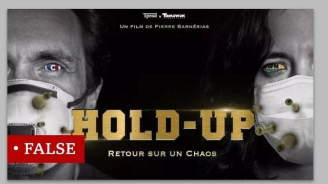 French documentary poster making false claims about Coronavirus