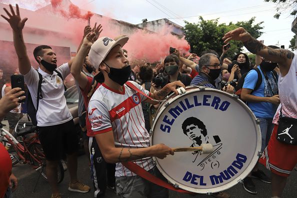 Fans of Argentinos Juniors pay their last respects to Maradona