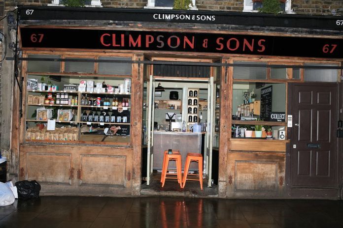 Climpson's and Sons Cafe on Broadway Market, open but preparing to close late in the day on day one of the coronavirus lockdown in London