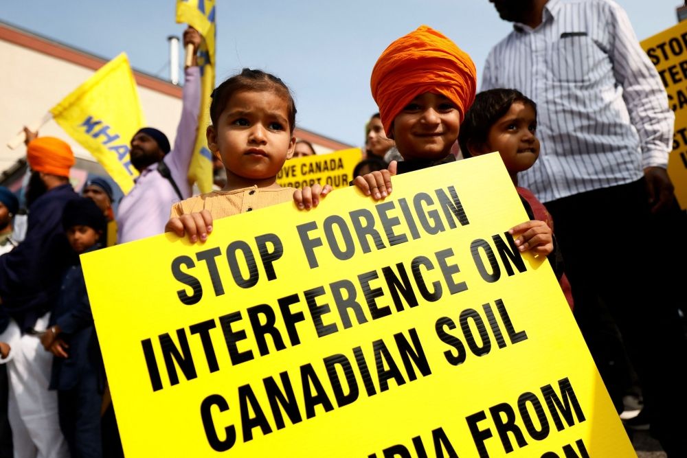 File photo of demonstrators gather across from the High Commission of India in Ottawa, Ontario, Canada September 25, 2023. — Reuters pic