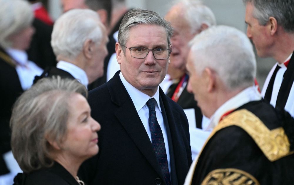 File photo of Britain’s main opposition Labour Party leader Keir Starmer leaving after attending a service of Thanksgiving for British politician and late Speaker of the House of Commons, Betty Boothroyd, at St Margaret's Church in central London, on January 16, 2024. — AFP pic