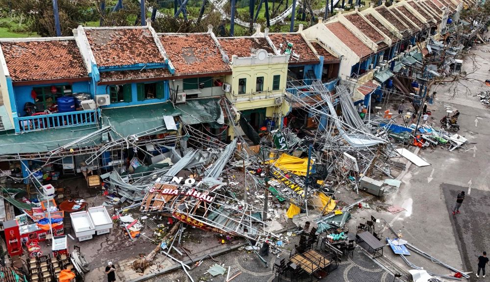 his aerial picture shows damaged buildings and debris on a street after Super Typhoon Yagi hit Ha Long, in Quang Ninh province, on September 8, 2024. — AFP pic