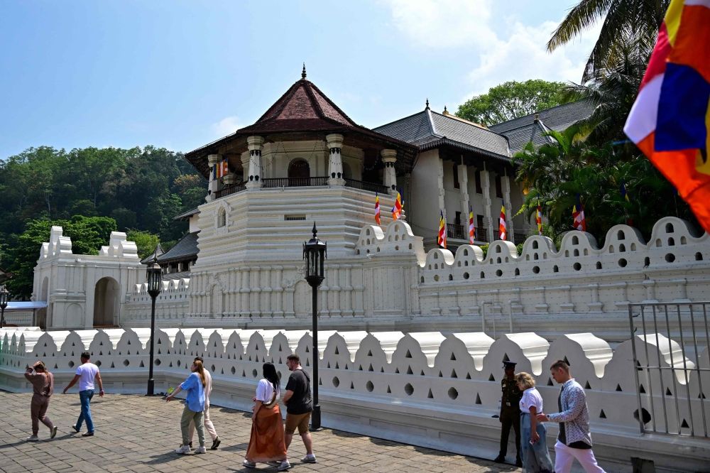 A general view of the Temple of the Tooth in Kandy on April 18, 2025, ahead of a sacred exhibition of what Sri Lankans believe to be Buddha's left canine. — AFP pic