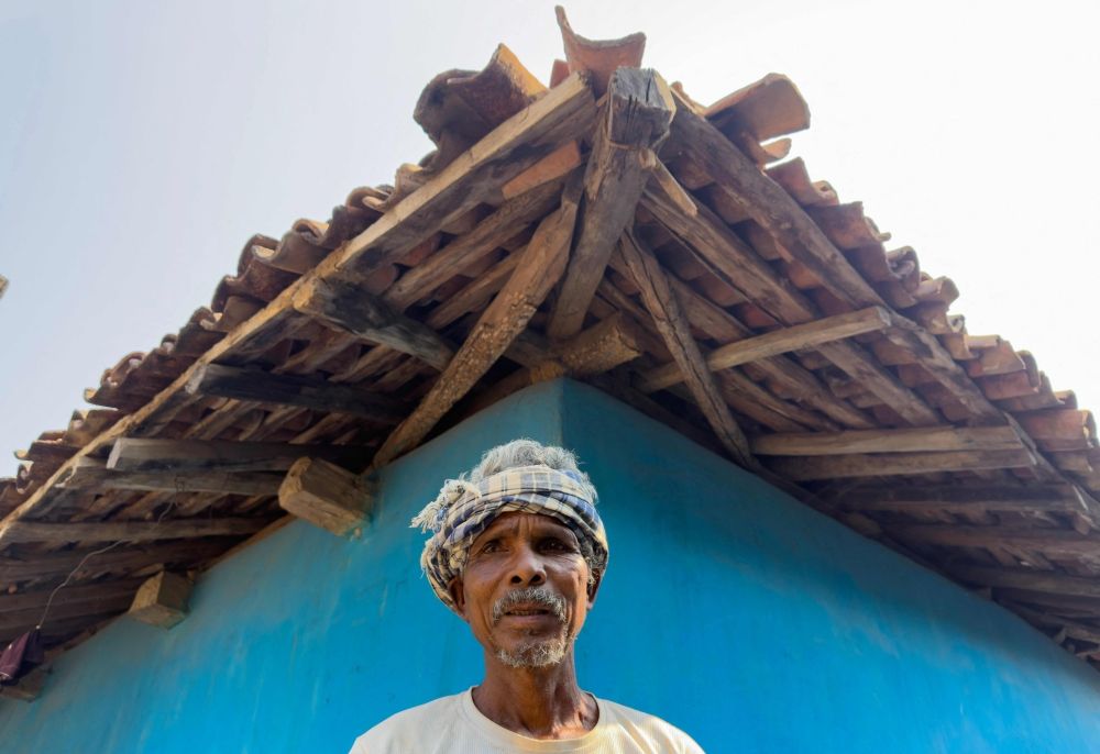 This photograph taken on March 14, 2025, shows Mardam Singh Teta, father of Rameshwar Negi who was killed last year by the police suspecting him as a rebel, at his home in Marda village, in Bastar division of India’s Chhattisgarh state. — AFP pic
