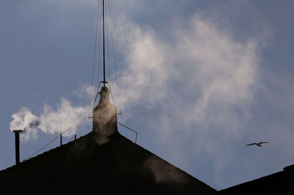White smoke rises from the chimney on the Sistine Chapel, indicating that a new pope has been elected at the Vatican, May 8, 2025. — Reuters pic