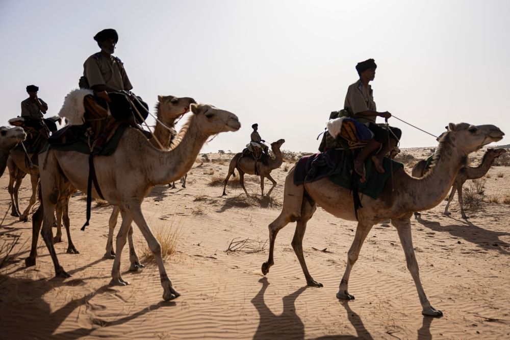 Members of the Mehariste National Guard unit patrol in the Hodh Ech Chargui region April 7, 2025. — AFP pic