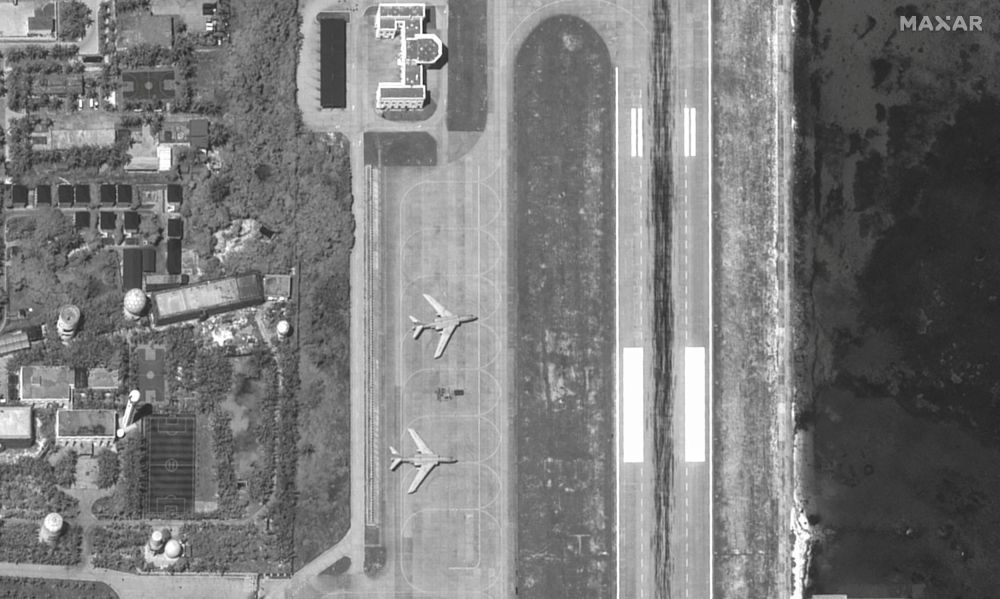 Chinese H-6 bombers are parked on the tarmac of an airfield on Woody Island, in the disputed Paracel archipelago, which is known in China as Xisha Islands, South China Sea, May 19, 2025. — Maxar Technologies handout pic via Reuters