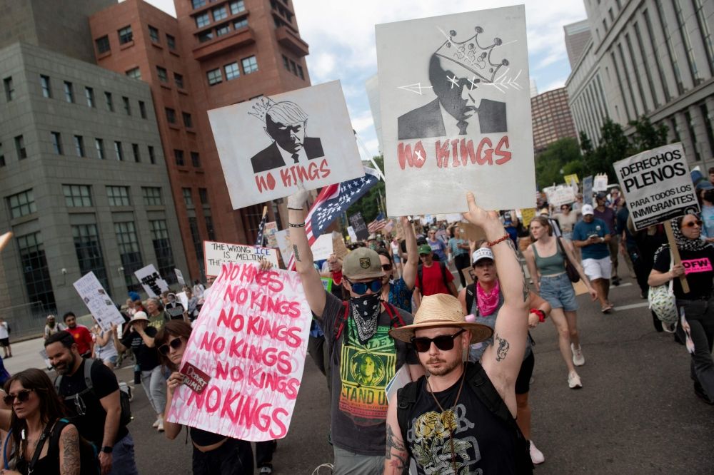 Demonstrators protest the Trump administration during the ‘No Kings’ national rally in Denver June 14, 2025. — AFP pic