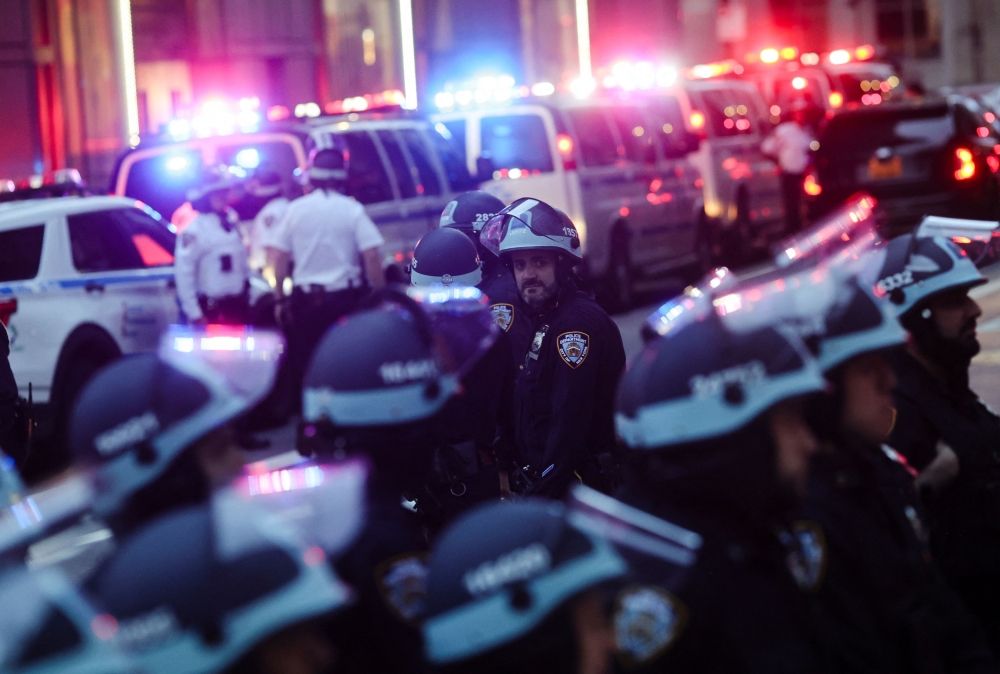 A police officer looks on during a No Kings Day protest against US President Donald Trump’s policies, in New York City June 14, 2025. — Reuters pic