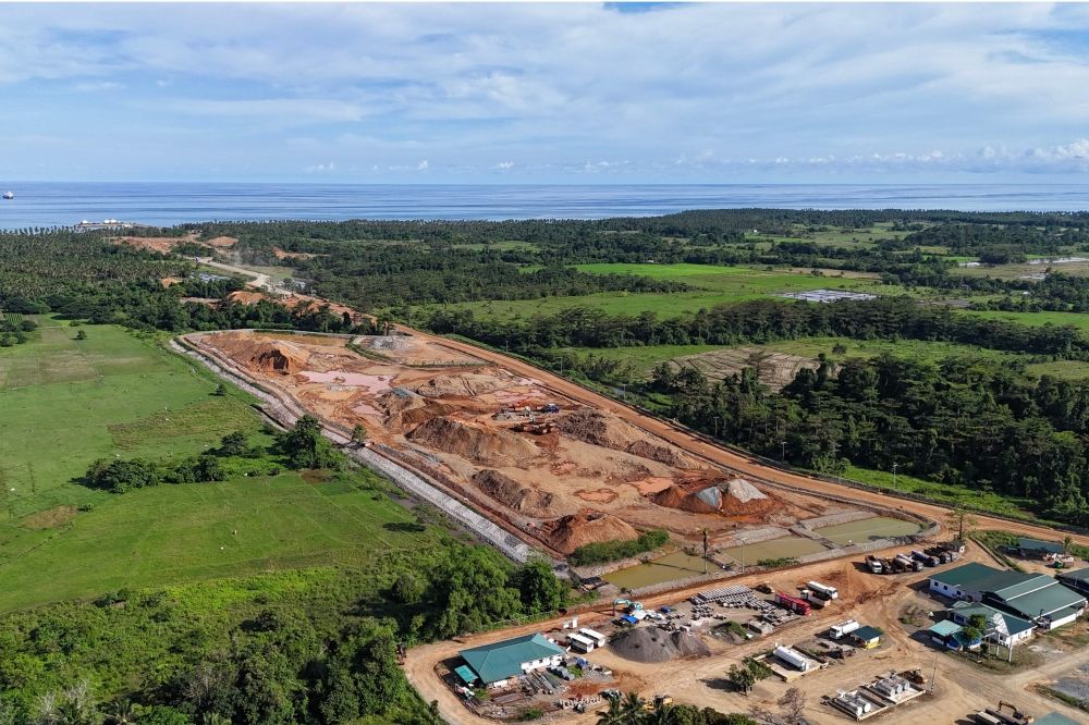 This aerial photo taken on May 22, 2025 shows a general view of stockpiles of nickel ore near farms at Maasin village in Brooke's Point, Palawan province. — AFP pic