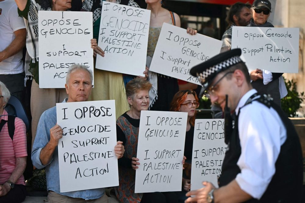 Police have warned that expressing support for Palestine Action would be a criminal offence after the ban kicked in last weekend. — AFP pic Police have warned that expressing support for Palestine Action would be a criminal offence after the ban kicked in last weekend. — AFP pic